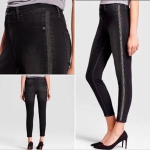 Mossimo Black High Rise Jegging Jeans with Beaded Tuxedo Stripe, Size 0/25